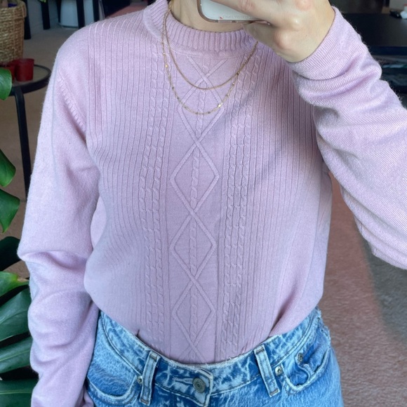 Vintage Pastel Pink Cable Knit Sweater Size Small - Picture 2 of 8